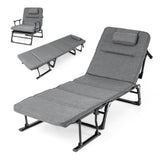Catres plegables para camping con colchón, sofá cama individual convertible 3 en 1, tumbona reclinable - Gris