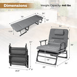 Catres plegables para camping con colchón, sofá cama individual convertible 3 en 1, tumbona reclinable - Gris