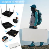 Mesa de camping plegable con tablero de HDPE resistente a la intemperie y estructura de acero inoxidable