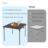 Mesa de camping plegable con tablero de HDPE resistente a la intemperie y estructura de acero inoxidable