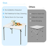 Mesa de camping plegable con tablero de HDPE resistente a la intemperie y estructura de acero inoxidable
