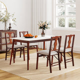 Folding Chairs Set of 2 Upholstered Dining Chairs with Comfy Padded Seats-Brown