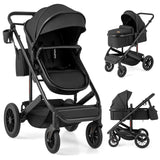 Cochecito de bebé convertible plegable 3 en 1 con capazo desmontable