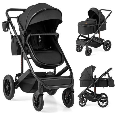 Cochecito de bebé convertible plegable 3 en 1 con capazo desmontable