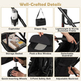 Cochecito de bebé convertible plegable 3 en 1 con capazo desmontable