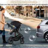 Cochecito de bebé convertible plegable 3 en 1 con capazo desmontable