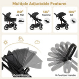Cochecito de bebé convertible plegable 3 en 1 con capazo desmontable