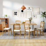 Folding Dining Chairs Set of 4 Rubber Wood Chairs with Linen Padded Seat
