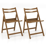 Juego de 2 sillas de comedor plegables con estructura de madera de caucho y asiento de listones - Nogal
