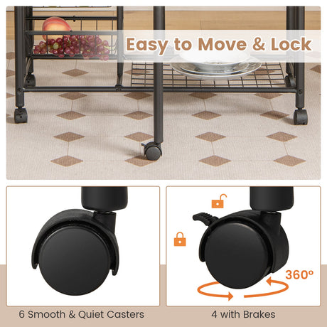 Juego de comedor plegable de 3 piezas con mesa y sillas - Marrón rústico