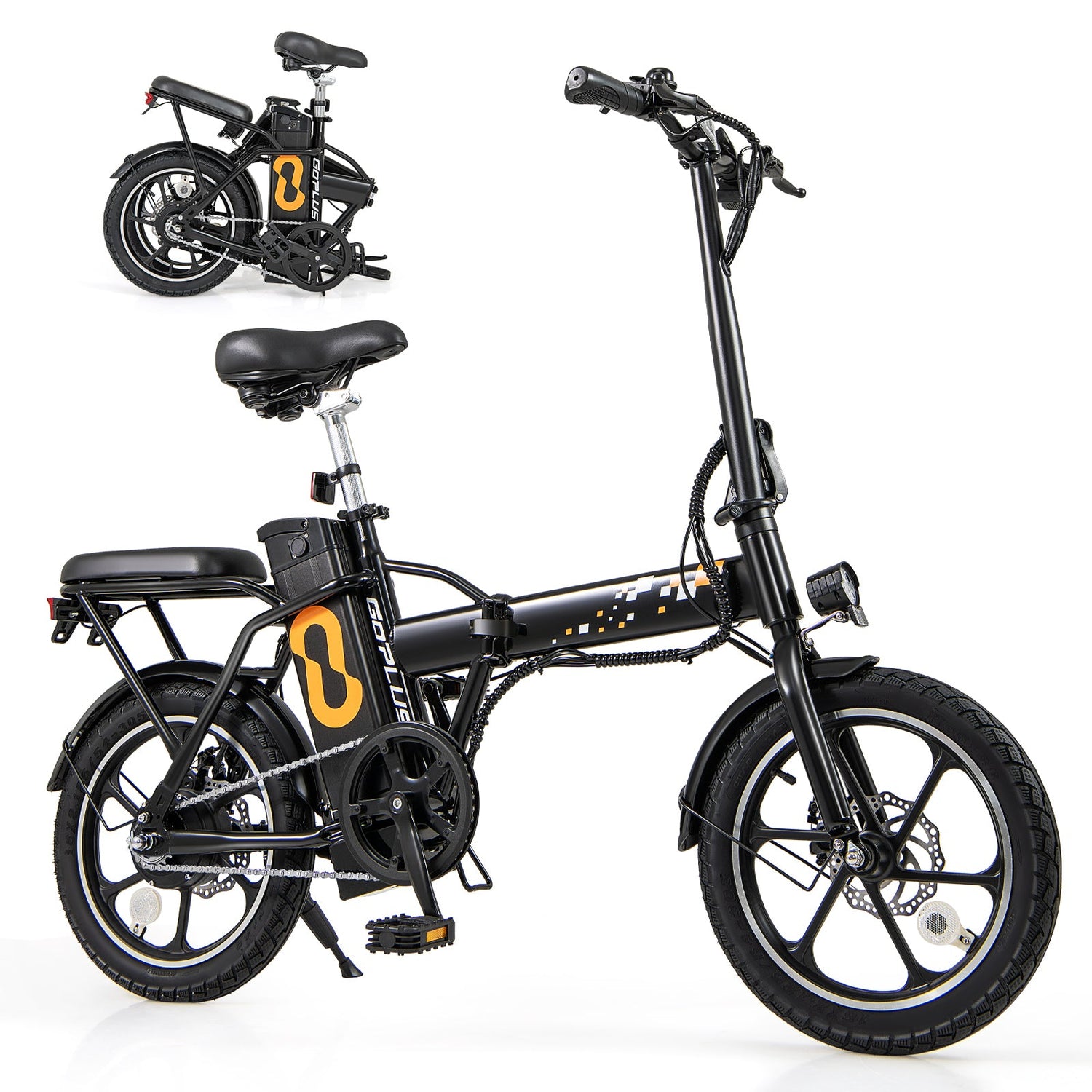 Bicicleta Eléctrica Plegable con Motor sin Escobillas de 500W y Frenos de Disco Dobles