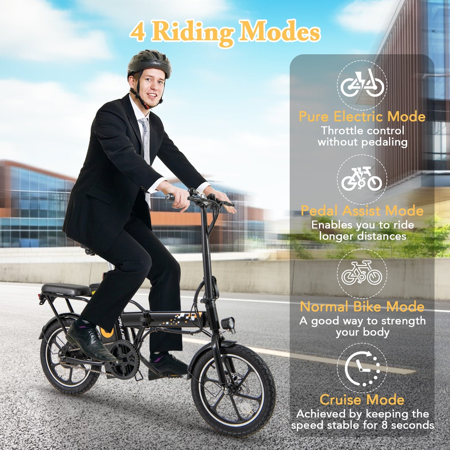 Bicicleta Eléctrica Plegable con Motor sin Escobillas de 500W y Frenos de Disco Dobles
