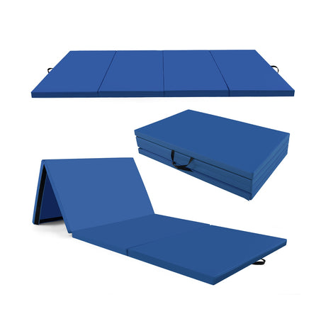 Colchoneta de ejercicios plegable de 4 paneles de cuero PU con asas de transporte