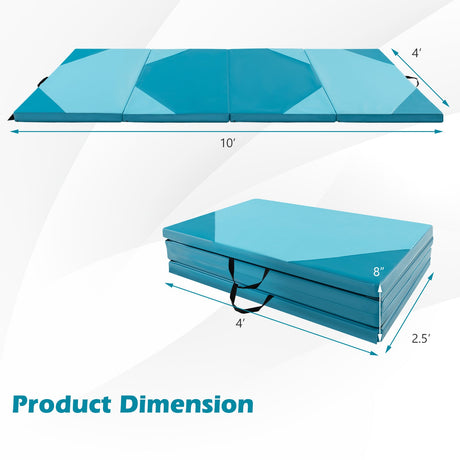 Colchoneta de ejercicios plegable de 10 pies x 4 pies x 2 pulgadas con cierres de velcro
