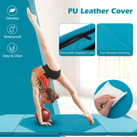 Colchoneta de ejercicios plegable de 10 pies x 4 pies x 2 pulgadas con cierres de velcro
