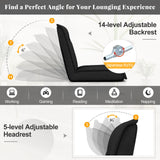 Folding Floor Chair Convertible Lazy Chair with 14-Poistion Adjustable Backrest