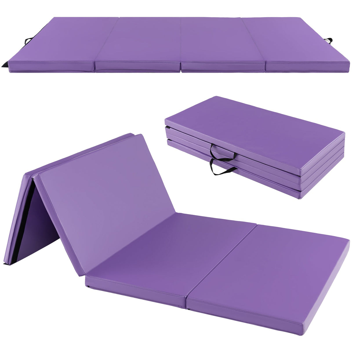 Colchoneta de gimnasia plegable con asas de transporte y funda extraíble de cuero sintético a prueba de sudor