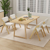 Set of 2 Folding Kitchen Dining Chairs with Rubber Wood Legs