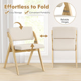 Set of 2 Folding Kitchen Dining Chairs with Rubber Wood Legs