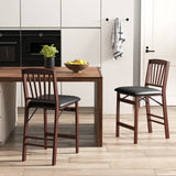 Juego de 2 sillas de altura de mostrador, taburete plegable para isla de cocina con asiento acolchado - Marrón