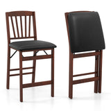 Juego de 2 sillas de altura de mostrador, taburete plegable para isla de cocina con asiento acolchado - Marrón