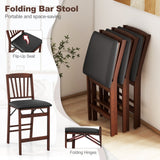 Juego de 2 sillas de altura de mostrador, taburete plegable para isla de cocina con asiento acolchado - Marrón