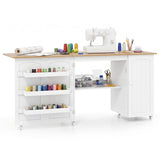 Mesa de costura plegable, estantes, mueble de almacenamiento, carrito artesanal con ruedas