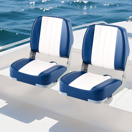 Asientos de barco plegables de respaldo bajo, paquete de 2, sillas de barco de cuero de PVC impermeable, asientos de cabina