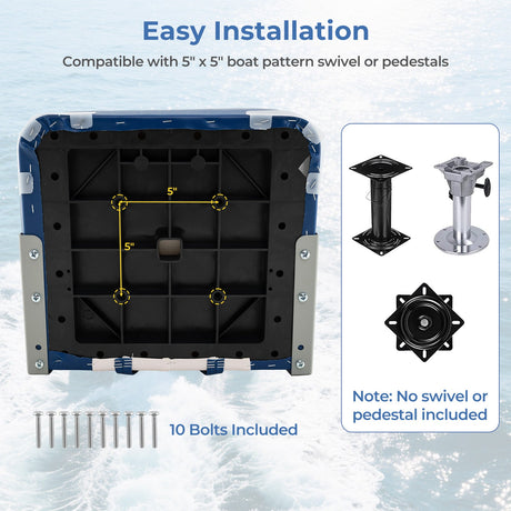 Asientos de barco plegables de respaldo bajo, paquete de 2, sillas de barco de cuero de PVC impermeable, asientos de cabina