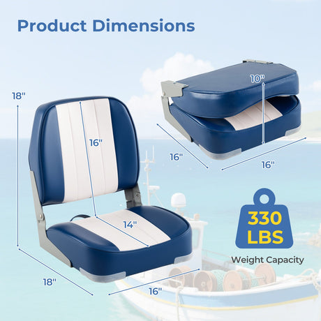 Asientos de barco plegables de respaldo bajo, paquete de 2, sillas de barco de cuero de PVC impermeable, asientos de cabina