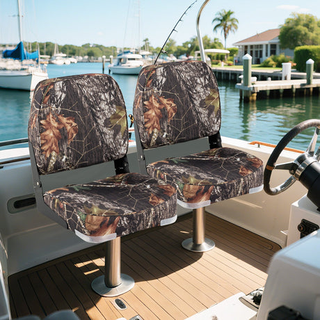 Asientos de barco plegables de respaldo bajo, paquete de 2, sillas de barco de cuero de PVC impermeable, asientos de cabina