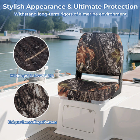 Asientos de barco plegables de respaldo bajo, paquete de 2, sillas de barco de cuero de PVC impermeable, asientos de cabina