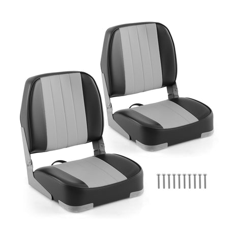Asientos de barco plegables de respaldo bajo, paquete de 2, sillas de barco de cuero de PVC impermeable, asientos de cabina