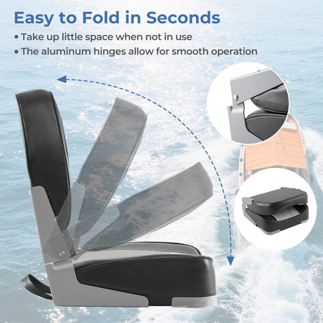 Asientos de barco plegables de respaldo bajo, paquete de 2, sillas de barco de cuero de PVC impermeable, asientos de cabina