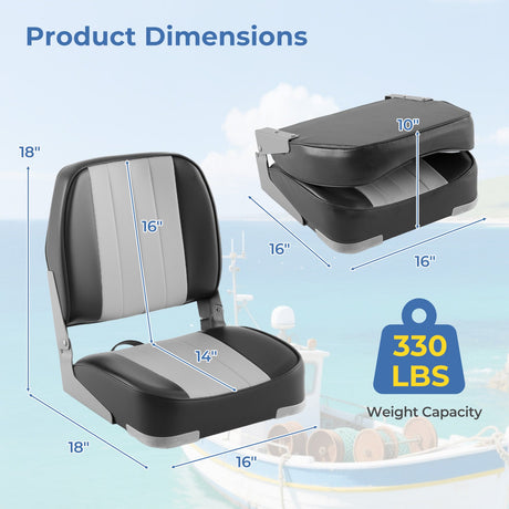 Asientos de barco plegables de respaldo bajo, paquete de 2, sillas de barco de cuero de PVC impermeable, asientos de cabina