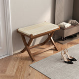Puf plegable de ratán natural con asiento tejido a mano