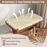 Puf plegable de ratán natural con asiento tejido a mano
