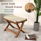 Puf plegable de ratán natural con asiento tejido a mano