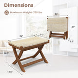 Puf plegable de ratán natural con asiento tejido a mano