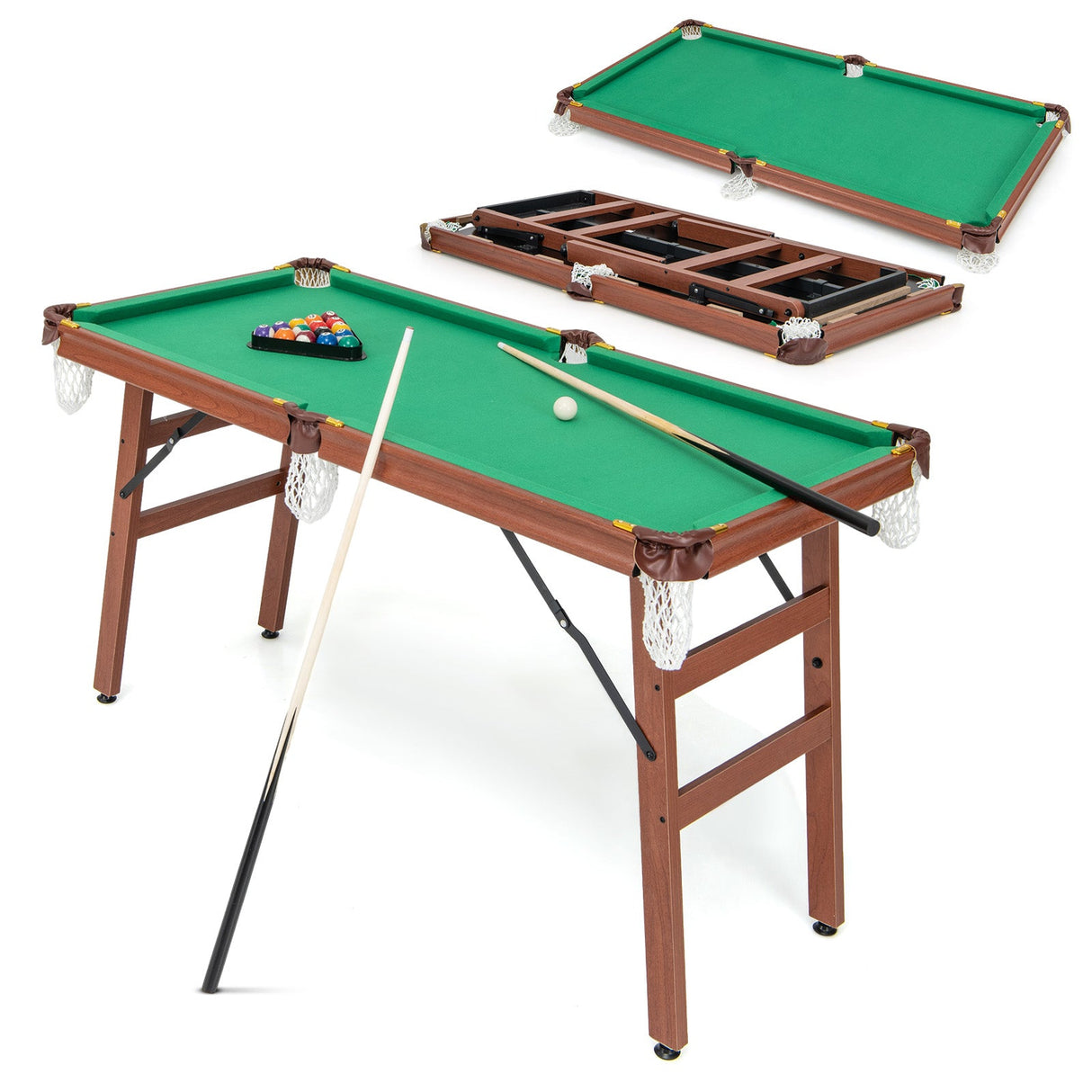 Mesa de billar portátil plegable con niveladores de patas ajustables