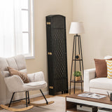 8-Panel Folding Room Divider with Hand-Woven Texture and Solid Wood Frame
