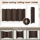 8-Panel Folding Room Divider with Hand-Woven Texture and Solid Wood Frame