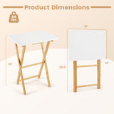 Folding TV Tray Tables Set of 2 for Small Spaces Bedroom and Living Room-White