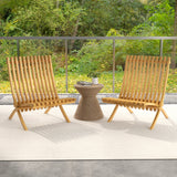 Sillón reclinable de exterior de madera de teca plegable con asiento y respaldo de listones