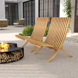 Sillón reclinable de exterior de madera de teca plegable con asiento y respaldo de listones