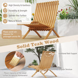 Sillón reclinable de exterior de madera de teca plegable con asiento y respaldo de listones