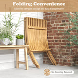 Sillón reclinable de exterior de madera de teca plegable con asiento y respaldo de listones