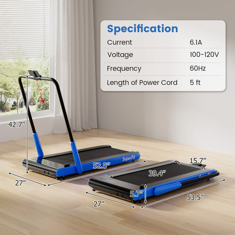 Cinta de Correr Plegable 3 en 1 de 3 HP con Aplicaciones Inteligentes, Control Remoto y Altavoces