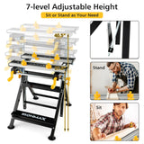 Mesa de Trabajo Plegable con Plataforma Inclinable y Altura Ajustable en 7 Niveles - Negra