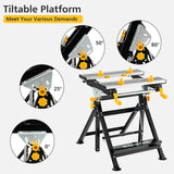 Mesa de Trabajo Plegable con Plataforma Inclinable y Altura Ajustable en 7 Niveles - Negra